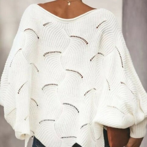 NWT Boutique Dolman Off White Knit Sweater Blouse - Picture 4 of 8